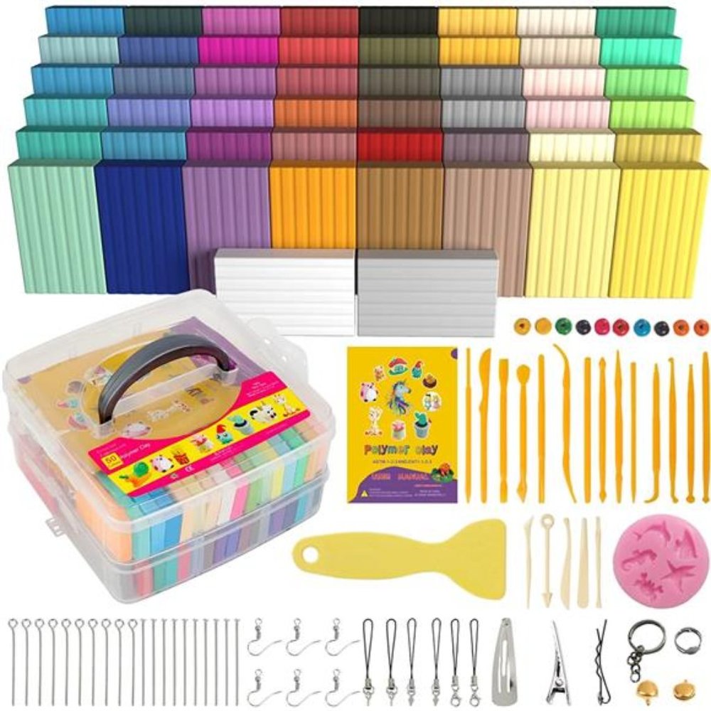 Polymer Clay 50 Colors, Modeling Clay for Kids, Non-Toxic with Sculpting Tools